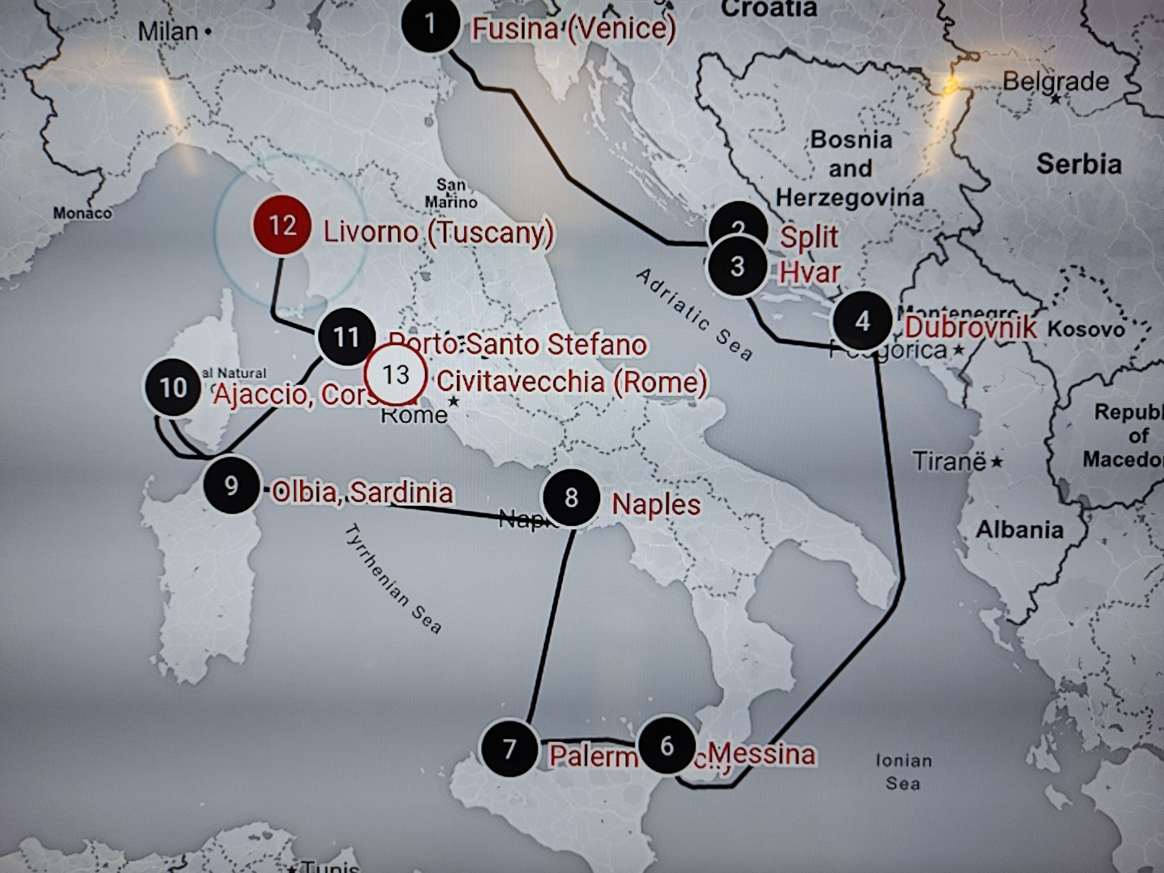 Cruise DA220427012 on the brand new Silver Dawn down the Adriatic Sea and up the Tyrrhenian Sea, May 2022