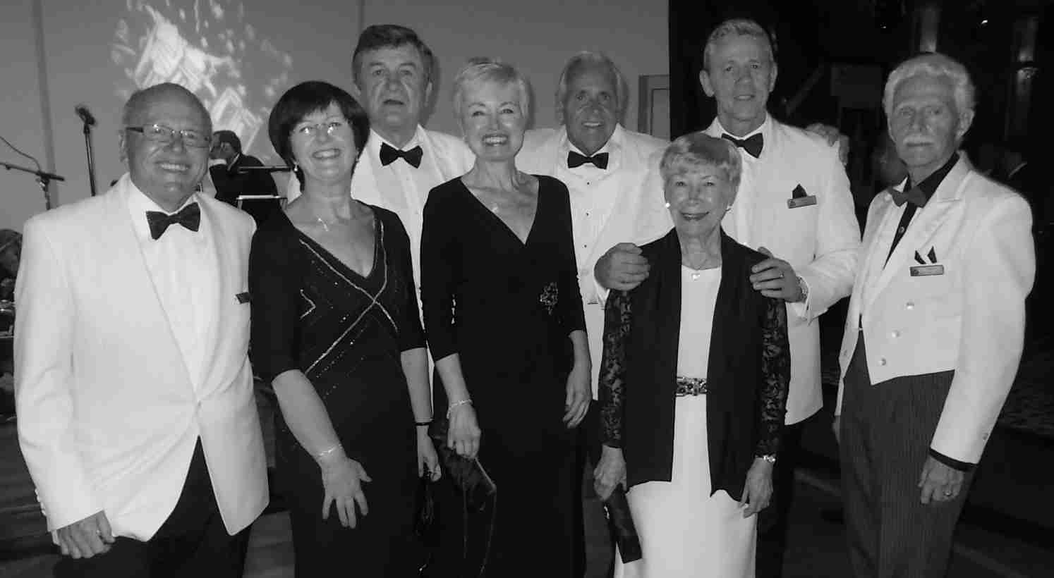 Black & White Ball: Russ, Carol, Mike, Pauline, Richard, American Lady, David & Charles