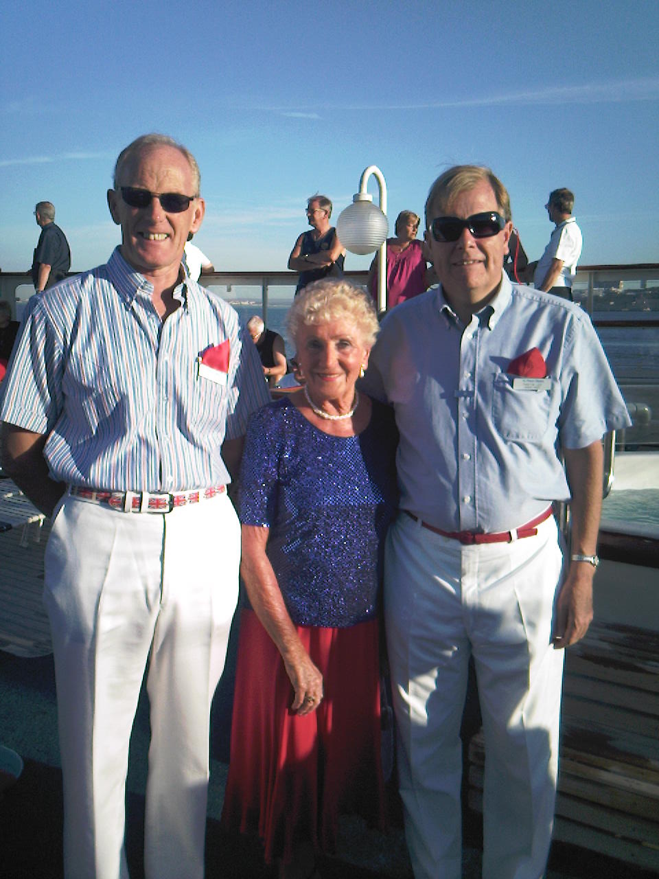 John, Joan and Martin on British (red, white & blue) night